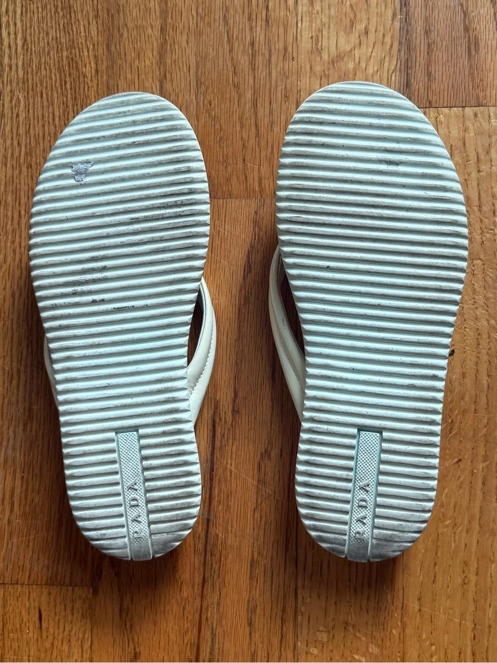 Prada White Flip Flop Sandals Size 6 - Picture 2 of 2